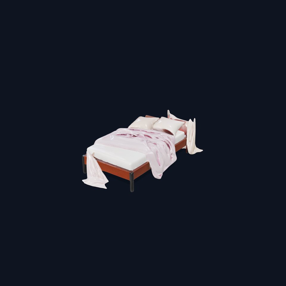 Elegant Canopy Bed with Drapes D Model Pack